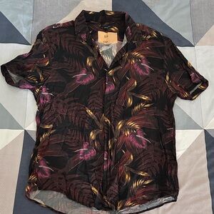 New Look Black and Purple Casual Button Down Shirt